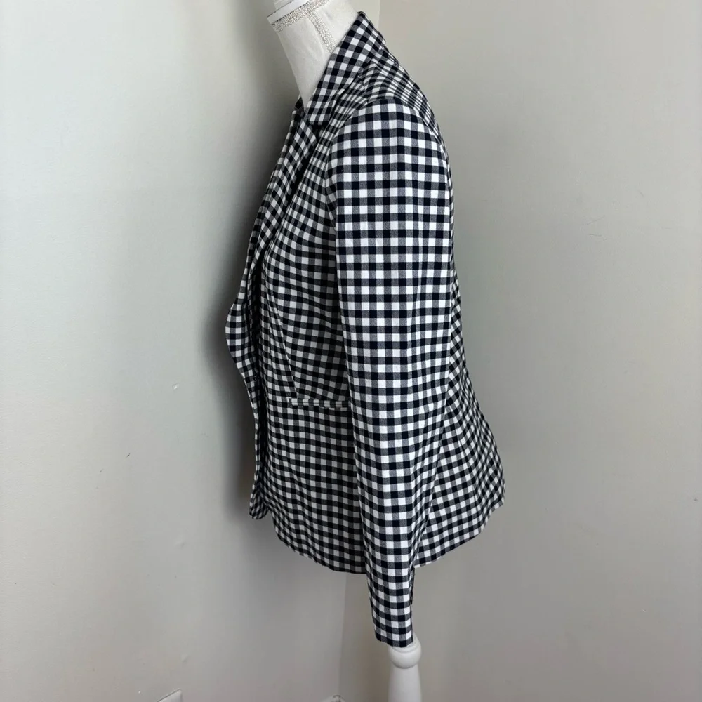 J. Crew Parke Blazer In Navy Blue and White Gingham Size 6 NWOT